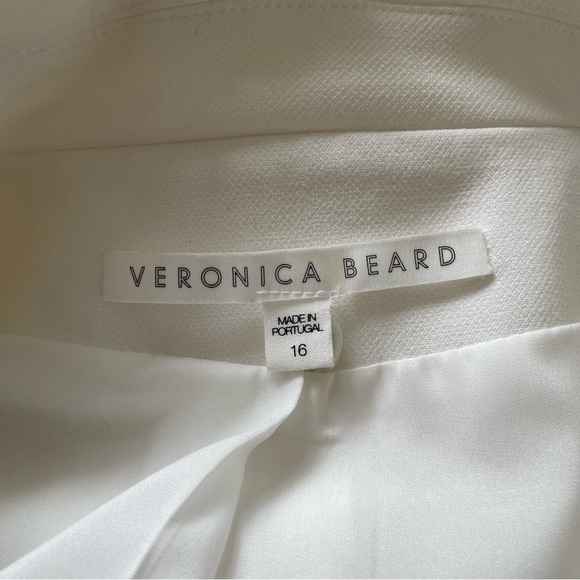 VERONICA BEARD Cosmo Dickey Off White Brown Contrast Topstitching Jacket Size 16 - Picture 8 of 14